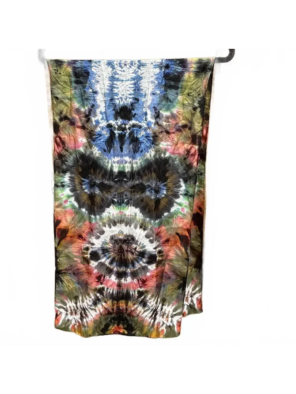 One-of-a-Kind Psychedelic Silk  Scarf Tie-Dye Tapestry – Ice-Dyed Kaleidoscopic